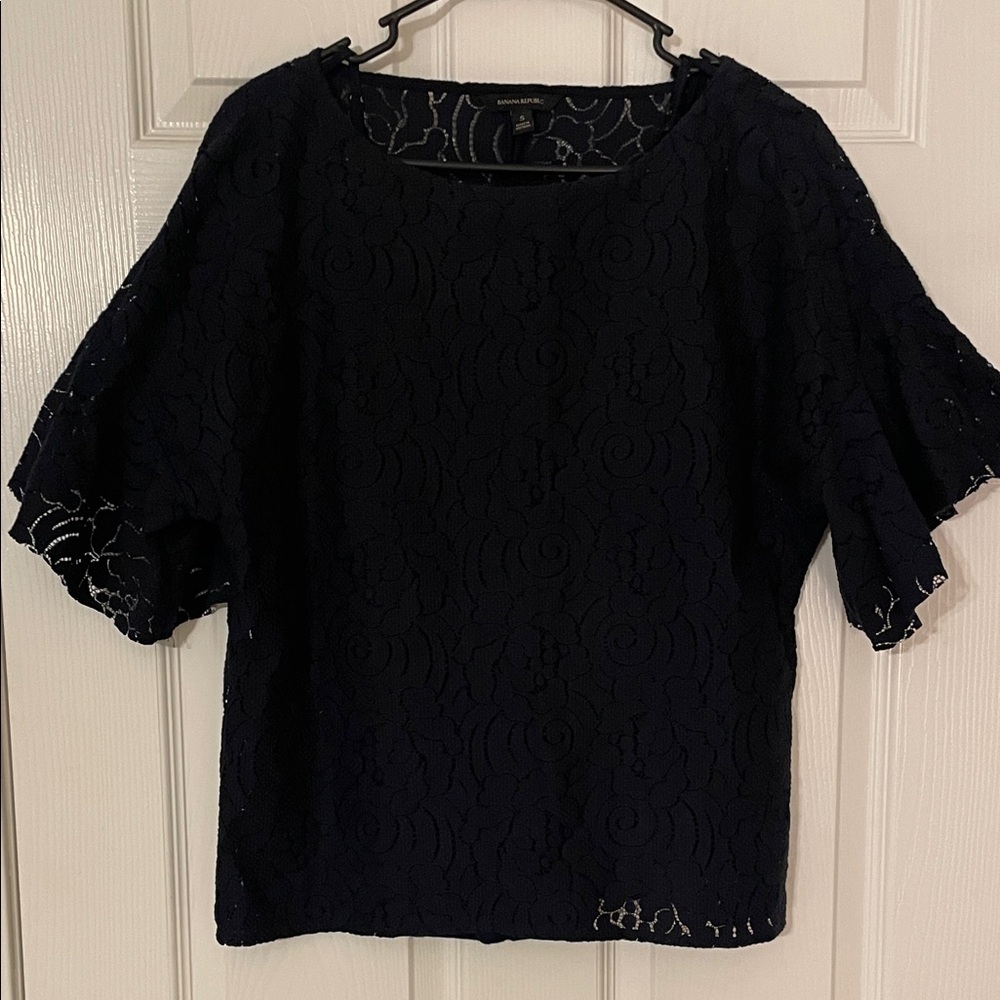 Banana Republic Navy Lace Blouse